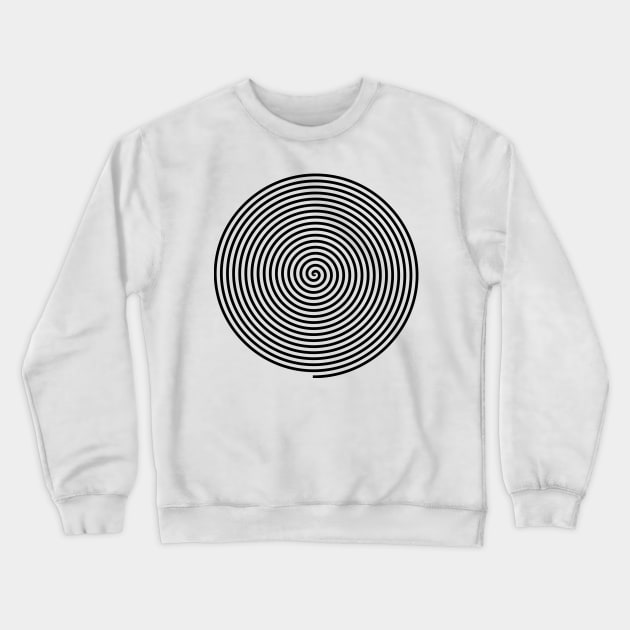 Hypnotic Trippy Visual Illusion in Black and White Crewneck Sweatshirt by tiokvadrat